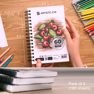 Mixed Media Sketchbooks 5.5 x 8.5" & Watercolor Pencils (72 colors) Bundle