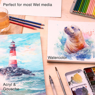 ARTISTIC EYE Watercolor Pads 9 x 12" & Watercolor Pencils (48 colors) Bundle