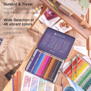 ARTISTIC EYE Watercolor Pads 5.5 x 8.5" & Watercolor Pencils (48 colors) Bundle